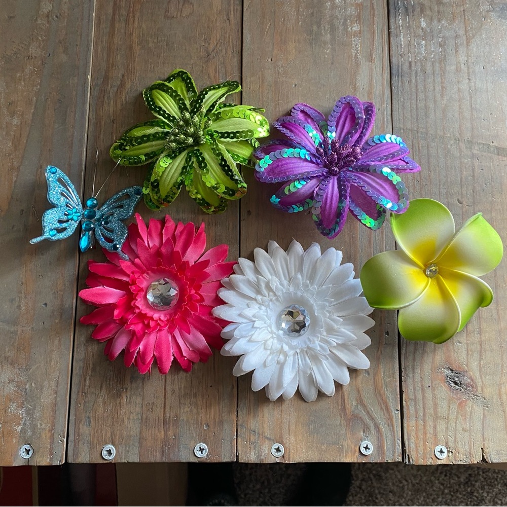 Bundle of flower hair clips